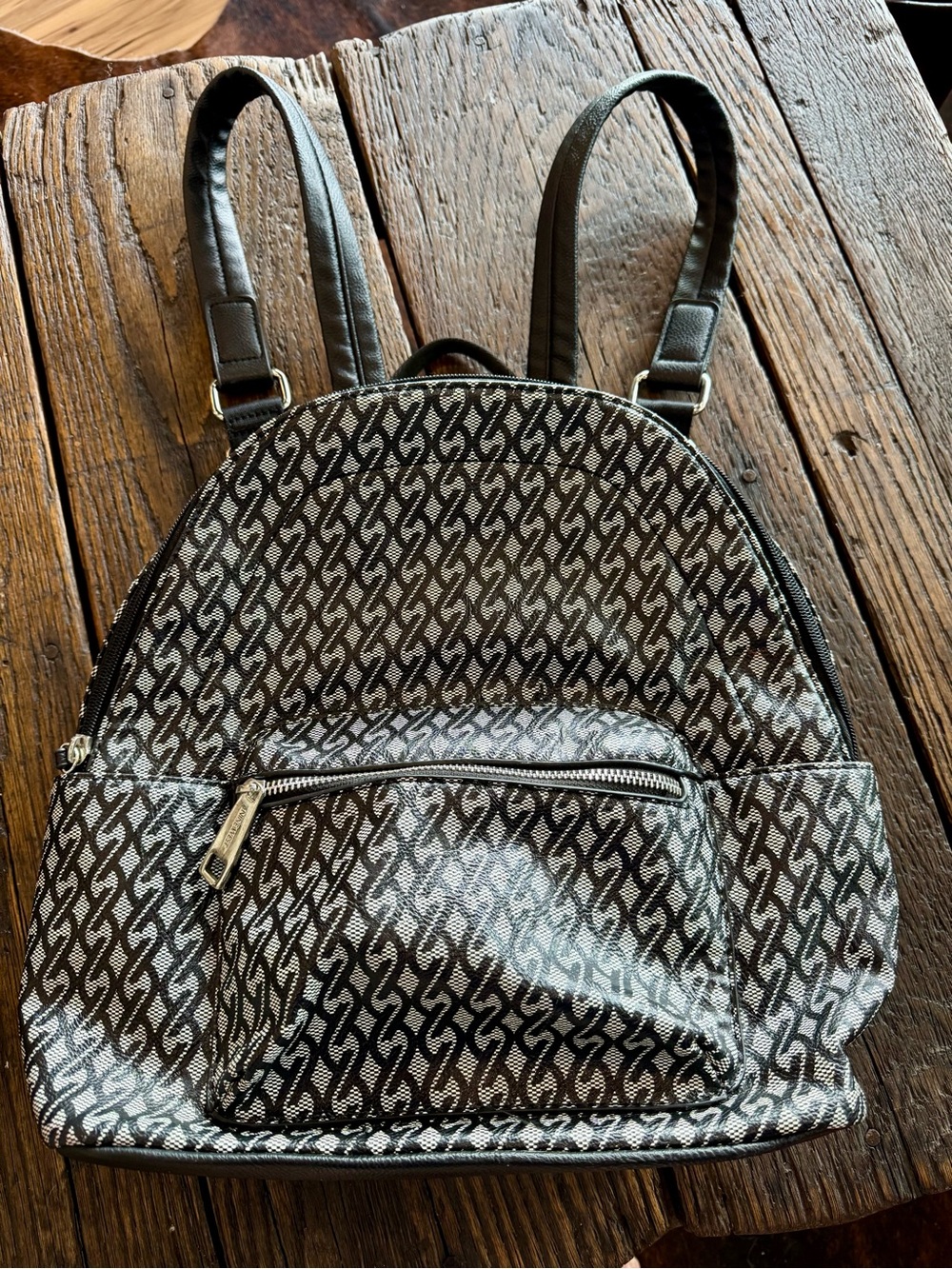 Nine West Black and White Patterned Women's Backpack Purse Bag